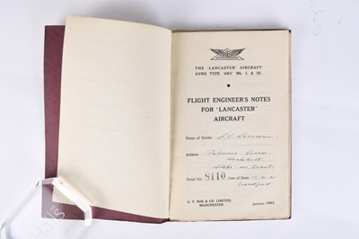 Lot 181 - WW2 Flight Engineer's notes for Lancaster Aircraft, Avro Type '683' Mk. I & 2