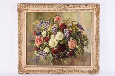 Lot 719 - Alexei Nikolsky (1899-1975) Still Life of Roses and Flowers in a Vase