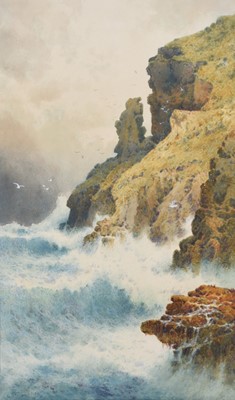 Lot 668 - Arthur Suker (1857-1940) Pair of Cornish Coastal Watercolours
