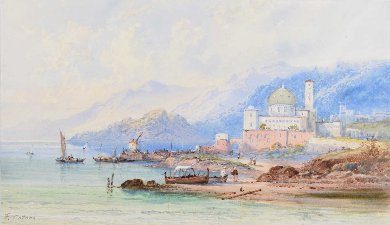 Lot 675 - Frank Catano (1880-1920) Lake Maggiore and Edwin St John (act. 1880-1920) Bay of Naples