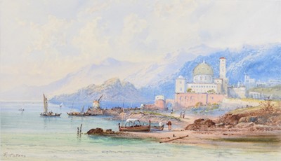 Lot 675 - Frank Catano (1880-1920) Lake Maggiore and Edwin St John (act. 1880-1920) Bay of Naples
