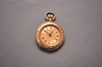 Lot 357 - A lady's 14ct gold open face fob watch