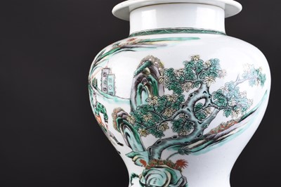 Lot 72 - A pair of Chinese famille verte vases and covers, 19th century
