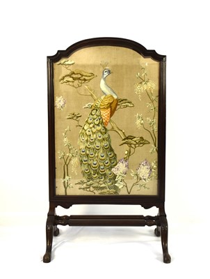 Lot 371 - A Victorian mahogany and embroidered firescreen