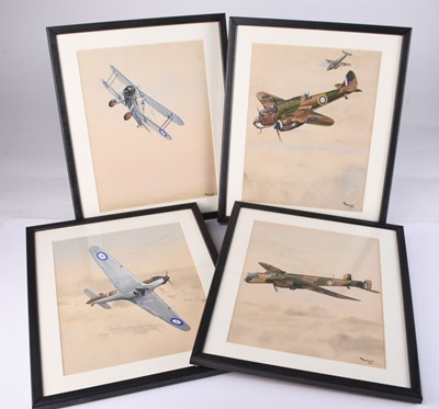 Lot 284 - F.D Maynard (British, 20th century) 16 watercolours of WW2 aircraft