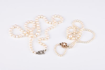 Lot 228 - Two single strand cultured pearl necklaces