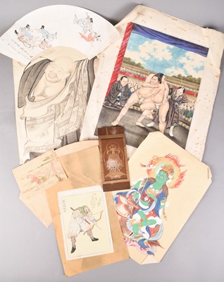 Lot 239 - A collection of Japanese paintings and prints, Meiji/Taisho era