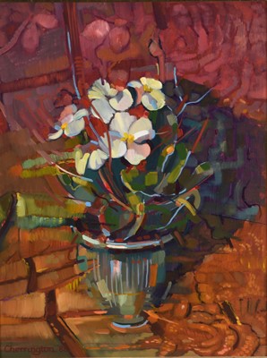 Lot 715 - John Cherrington (20th Century) Still Life Study of White Flowers in a Vase
