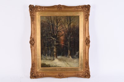 Lot 709 - Continental School (circa 1870), Forest Track in Snow and Forest Track in Autumn