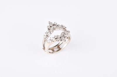 Lot 187 - A diamond set double herringbone ring