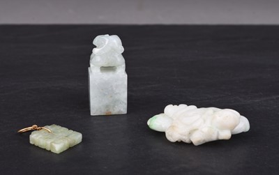 Lot 159 - Three Chinese jadeite carvings, Qing Dynasty