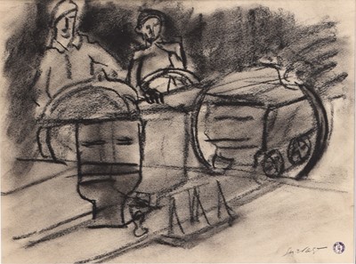 Lot 85 - Léopold Survage (1879-1968) Miners Loading the Coal Wagons