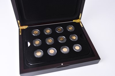 Lot 194 - UK Royal Mint. A cased set of twelve 24 ct gold foreign coins