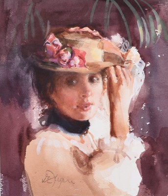 Lot Diane Flynn (b.1939) Lady in a Straw Hat