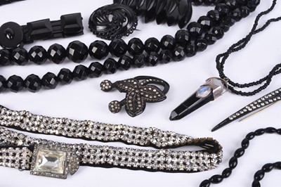 Lot 242 - A collection of jet and French jet jewellery