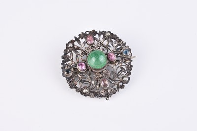 Lot 120 - An Arts and Crafts silver and multi-gem set brooch attributed to Arthur & Georgie Gaskin