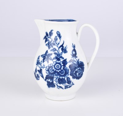 Lot 451 - Caughley 'Three Flowers and Butterfly' sparrow beak milk jug, circa 1785