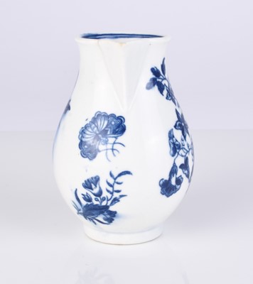 Lot 451 - Caughley 'Three Flowers and Butterfly' sparrow beak milk jug, circa 1785