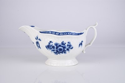 Lot 435 - A rare Caughley 'Strap-Fluted Floral' sauceboat, circa 1776-82