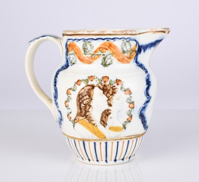 Lot A small English prattware 'Duke of York / Royal Sufferers' jug, circa 1796-1800