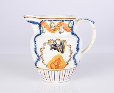 Lot 486 - A small English prattware 'Duke of York / Royal Sufferers' jug, circa 1796-1800