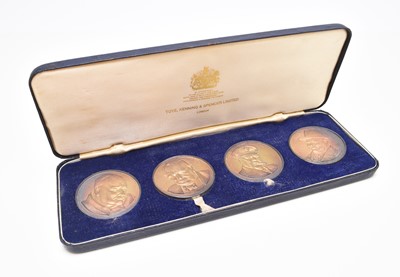 Lot 208 - Churchill Centenary 1874 - 1974. Twelve ingots and a medal in silver gilt.