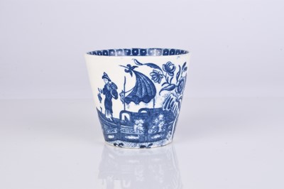 Lot A rare Caughley 'Fisherman' beaker, circa 1785