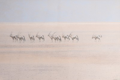 Lot 105 - Kim Donaldson (b.1952) Gemsbok in a Desert Landscape, Etosha, Namibia