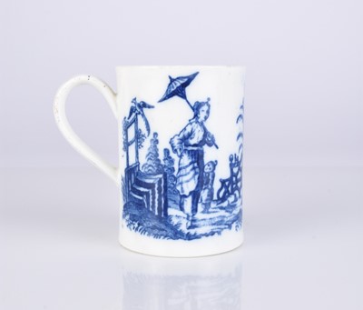 Lot 441 - A small Caughley 'Le Promenade Chinoise / La Peche' mug, circa 1780