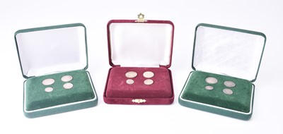 Lot 220 - Victoria, Three Maundy sets dated 1887 (young head), 1893 (old head), and 1894 (old head).