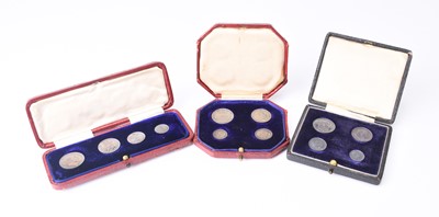 Lot 222 - Edward VII, Three Maundy sets dated 1904, 1906, and 1908