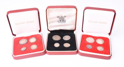 Lot 223 - Edward VII, Three Maundy sets dated 1902, 1903, and 1905