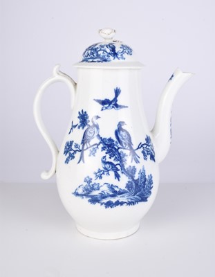 Lot 429 - A Caughley 'Birds in Branches' coffee pot and cover, circa 1780-85