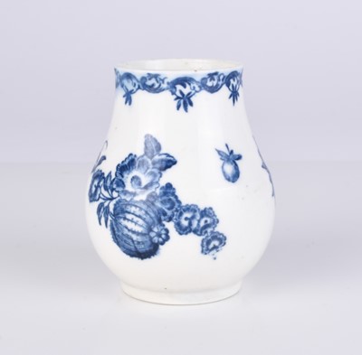 Lot 426 - A rare Caughley porcelain 'Fruit and Wreath' dry mustard pot, lacking cover, circa 1777-84