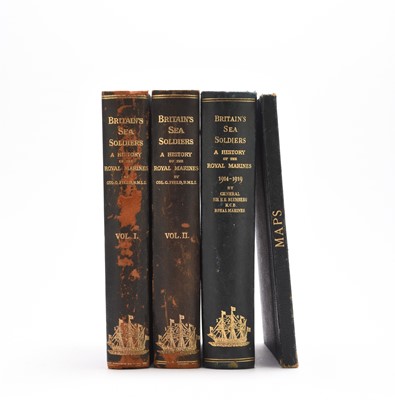 Lot 17 - FIELD, Cyril, Britain's Sea Soldiers. A History of the Royal Marines and their Predecessors. 3 vols with a folder of 7 maps. (4) (box)