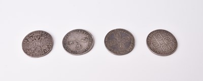 Lot 251 - William III shilling dated 1696, York Mint, Spink: 3502, William III shilling dated 1700, Spink: 3516