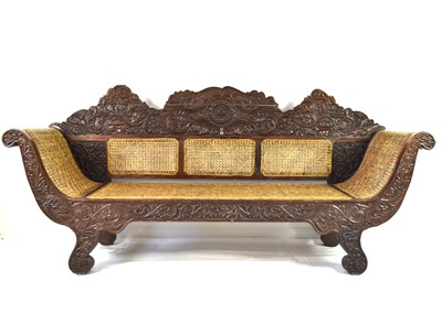 Lot 349 - An Anglo-Indian carved hardwood settee