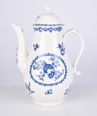 Lot 344 - Worcester 'Fruit and Wreath' coffee pot and cover, circa 1765-75