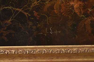 Lot 6 - J Langlois (c.1855-1904) A Large Oil of Terriers at a Rabbit Hole