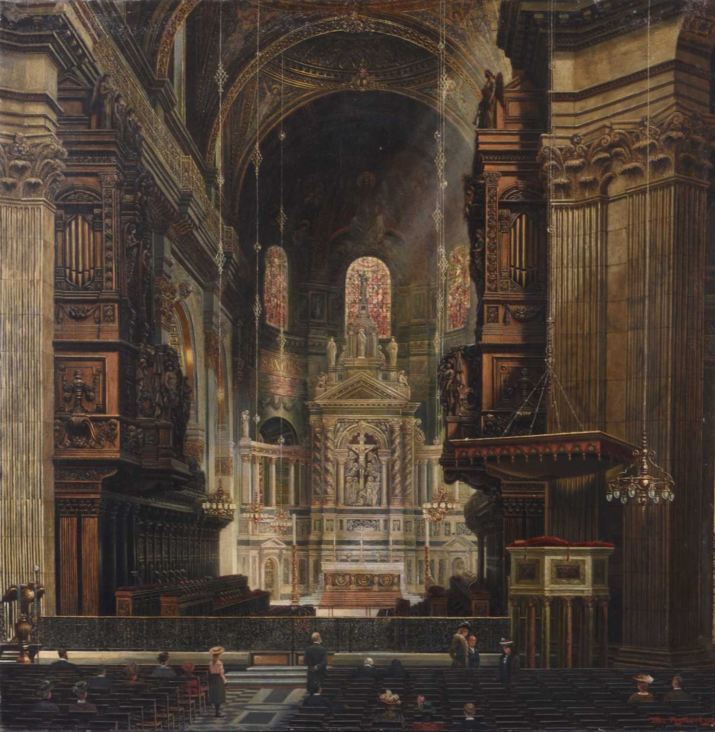 Lot 15 - Thomas Prytherch (1864-1926) The Interior of St Pauls Cathedral