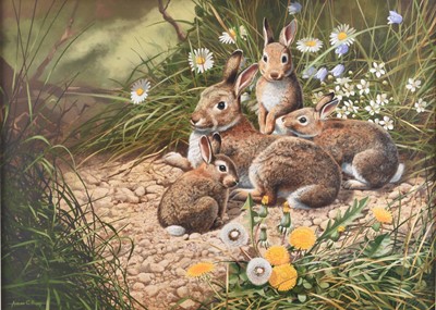 Lot 613 - Adrian Rigby (b.1962) A Rabbit Family