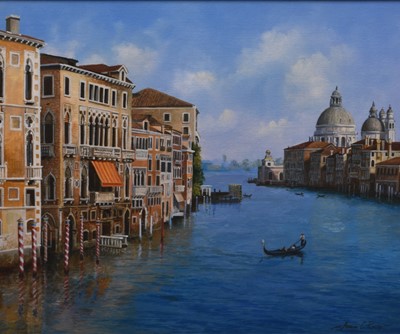 Lot 614 - Adrian Rigby (b.1962) Venetian Canal Scene