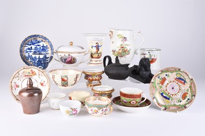 Lot 466 - Pottery and porcelain including Derby maskhead jug, circa 1765