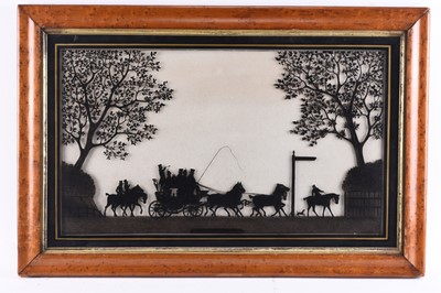 Lot 637 - Pair of Reverse Glass Silhouette Paintings (circa 1827) Epsom Derby