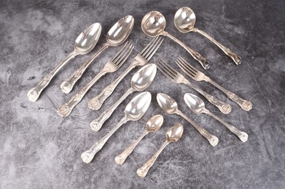 Lot 21 - A harlequin collection of Kings pattern silver flatware