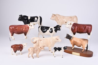 Lot 559 - A group of Beswick cattle including three family groups