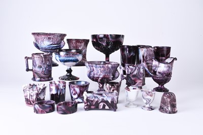 Lot 336 - A collection of Victorian amethyst slag glass