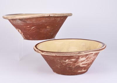 Lot 506 - Two slipware terracotta dairy bowls