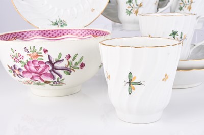 Lot 473 - Flight Worcester coffee cups and saucers with an 18th century Worcester bowl