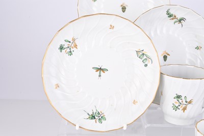 Lot 473 - Flight Worcester coffee cups and saucers with an 18th century Worcester bowl